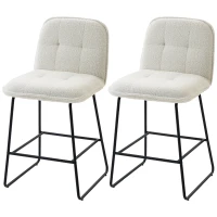 HOMCOM Set de 2 taburete de bar, scaune înalte căptușite din țesătură bouclé, șezut extra-larg 66H cm, crem(m-7)