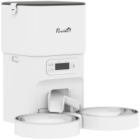 PawHut Automatic Cat Feeder Timed Portion Control Pet Food Dispenser with 2 Stainless Steel Bowls