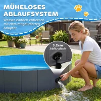 PawHut Faltbarer Hundepool für Große und Extra Große Hunde, mit Anti-Rutsch-Boden für Enten, Innen- und Außen, 160x30cm(m-6)
