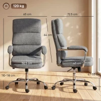 HOMCOM Scaun home office, scaun de birou reglabil pe înălțime, rotativ 360° pentru biroul de acasă, Gri(m-3)