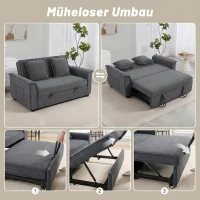 HOMCOM Futon-Schlafsofa, verstellbare Rückenlehne, 2-Sitzer mit 2 Kissen, Dunkelgrau(m-4)