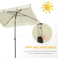 Outsunny Sonnenschirm Strandschirm Gartenschirm Schirm Balkonschirm Sonnenschutz knickbar Cremeweiß(m-4)