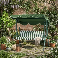 Outsunny 3-zits Hollywoodschommel Tuinligbed Schommelbank, weerbestendig, 172 cm x 110 cm x 153 cm, Groen + Wit(m-6)