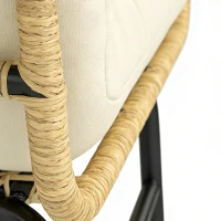 Outsunny Conjunto de Jardim 3 Peças em Vime PE com 2 Cadeiras com Almofadas e Mesa com Vidro Temperado Caqui(m-16)