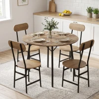 HOMCOM Set repas 5 pièces: table et 4 chaises, pieds métal, finition naturelle.(m-2)