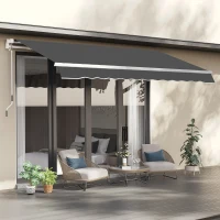 Outsunny Tela di Ricambio per Tenda da Sole con Lambrequin Onde, Poliestere ad alta densità 280 g/m² anti-UV, 282x240x23 cm, Grigio(m-2)