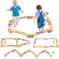 AIYAPLAY Trave di Equilibrio in Legno con Pietre Ostacolo Colorate per Bambini 3-8 anni, 130x115x8.5 cm, Multicolore(m-8)
