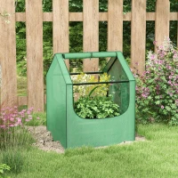 Outsunny 61 x 61cm Garden Planter Bed, with Cover - Green and Silver(m-2)