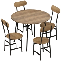 HOMCOM Conjunto de Comedor 5 Piezas: Mesa y 4 Sillas Patas de Metal Acabado Natural