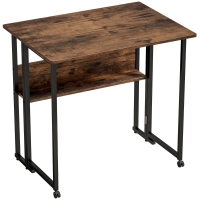 HOMCOM Klappbarer Schreibtisch mit Ablagefach, 80 cm Klapptisch für kleine Räume, Büro, Rustikales Braun