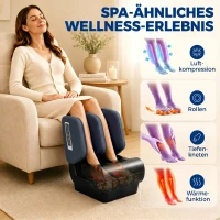 HOMCOM 2-in-1 beenmassageapparaat met warmte, luchtcompressie, timer, 3 modi & intensiteiten, Blauw en Zwart(m-5)