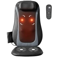 HOMCOM Back Massager with Heat, Deep Tissue Kneading Massage Chair with 3-Level Seat Vibration, Massage Chair Pad for Back Pain(m-10)