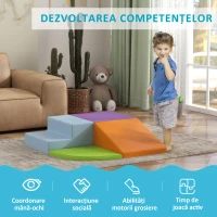 HOMCOM Set 4 Blocuri Moi pentru Copii 1-3 Ani, Spumă și Piele PU, Jucării de Cățărat, Multicolor(m-4)