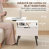 HOMCOM lemn măsuță ridicabilă transformabilă cu spațiu de depozitare(m-4)