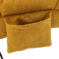 Fabric Relaxation Chaise Longue with Gentle Vibration, Contoured Ergonomic Floor Lounger with Side Pocket, 148L x 55W x 87H cm, Yellow(m-12)