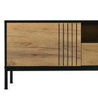 Low-Profile Nordic TV Cabinet with 2 cabinets and Open Shelves, Stylish TV Stand with Chipboard Construction, 170L x 35W x 50H cm, Natural(m-12)