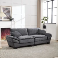Oversized Two-Seater Sofa with Modern Deep-Seated Modular Design, Comfortable Daybed with Ergonomic Curves, 224L x 81W x 81H cm, Dark Gray(m-9)
