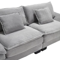 Oversized Two-Seater Sofa with Modern Deep-Seated Modular Design, Comfortable Daybed with Ergonomic Curves, 224L x 81W x 81H cm, Light Gray(m-11)