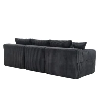 Modular L-Shaped Sectional Sofa with Deep Seat, Plush Corduroy Boneless Couch for Living Room, 257L x 160W x 80H cm, Gray(m-15)