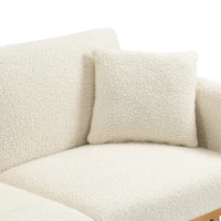 Modern 2-Seater Sofa with 3-Position Adjustable Backrest, Convertible Loveseat with Thick Padded Cushions, 165L x 72.5W x 75H cm, White Teddy(m-9)