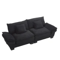 Oversized Two-Seater Sofa with Modern Deep-Seated Modular Design, Comfortable Daybed with Ergonomic Curves, 224L x 81W x 81H cm, Black(m-15)