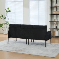 Oversized Two-Seater Corduroy Sofa with Ergonomic Curves, Comfortable Loveseat with Dual Side Storage Pockets, 171L x 72W x 80H cm, Black(m-5)