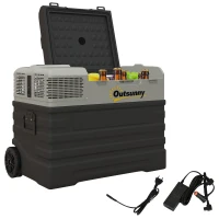 Outsunny Autokühlschrank, Kühlbox, mobil, 56L -20℃ bis 20℃, 69x43x54cm, Schwarz/Grau(m-11)