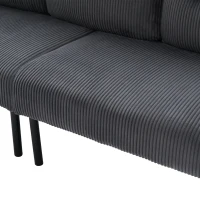Oversized Two-Seater Corduroy Sofa with Ergonomic Curves, Comfortable Loveseat with Dual Side Storage Pockets, 171L x 72W x 80H cm, Charcoal Grey(m-7)