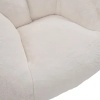 Shell-Shaped Bean Bag Chair with High-Rebound Memory Foam Filling, Ergonomic Floor Lounger with Faux Fur Removable Cover, 100L x 90W x 57H cm, Beige(m-11)