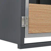 Lockable Outdoor Bin Storage Cabinet with Integrated Planter, Double Bin Storage Shed with Galvanised Steel Frame, 132L x 80W x 124.5H cm, Grey+Wood(m-6)