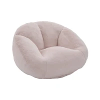 Shell-Shaped Bean Bag Chair with High-Rebound Memory Foam Filling, Ergonomic Floor Lounger with Faux Fur Removable Cover, 100L x 90W x 57H cm, Pink(m-15)