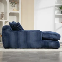 Modern Oversized Chaise Lounge Chair with Memory Foam Seat, Versatile Sofa Bed for Living Room or Bedroom, 155L x 125W x 63H cm, Navy(m-9)