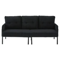 Oversized Two-Seater Corduroy Sofa with Ergonomic Curves, Comfortable Loveseat with Dual Side Storage Pockets, 171L x 72W x 80H cm, Black(m-2)