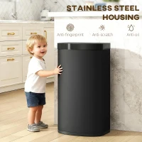 HOMCOM 55L Sensor Bin with Soft-Close Lid, Automatic Touchless Motion Sensor Kitchen Bin with Fingerprint Resistant Stainless Steel for Hygienic Gyms, Home Office Use, Black(m-6)