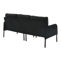 Oversized Two-Seater Corduroy Sofa with Ergonomic Curves, Comfortable Loveseat with Dual Side Storage Pockets, 171L x 72W x 80H cm, Black(m-10)