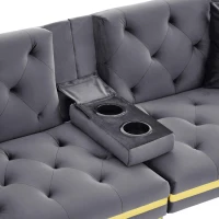 Two-Seater Convertible Sofa Bed with 3-Level Adjustable Backrest, Space-Saving Sleeper Sofa with High-Density Foam, 174L x 76W x 71.5H cm, Grey(m-10)