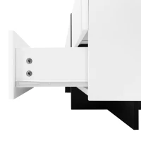 Stylish TV Cabinet with MDF and Particleboard Construction, Soft-Close TV Stand with 3 Doors and 2 Drawers, 190L x 35W x 45H cm, Black+White(m-12)