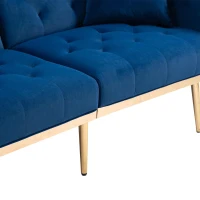 Modern 2-Seater Sofa with 3-Position Adjustable Backrest, Convertible Loveseat with Thick Padded Cushions, 165L x 72.5W x 75H cm, Navy(m-10)