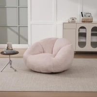 Shell-Shaped Bean Bag Chair with High-Rebound Memory Foam Filling, Ergonomic Floor Lounger with Faux Fur Removable Cover, 100L x 90W x 57H cm, Pink(m-1)