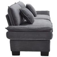 Oversized Two-Seater Sofa with Modern Deep-Seated Modular Design, Comfortable Daybed with Ergonomic Curves, 224L x 81W x 81H cm, Dark Gray(m-14)