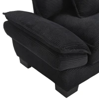 Oversized Two-Seater Sofa with Modern Deep-Seated Modular Design, Comfortable Daybed with Ergonomic Curves, 224L x 81W x 81H cm, Black(m-12)