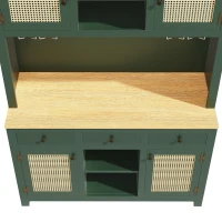 Large Freestanding Storage Cabinet with Adjustable Shelves, Tall Kitchen Cupboard with Colour-Changing Lighting, 120L x 40W x 180H cm, Antique Green(m-8)
