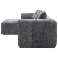 Oversized Modular L-Shaped Sofa with Deep-Seated Sleeper Design, Plush Sectional Sofa with Hidden Side Pockets, 250L x 158W x 60H cm, Grayi(m-14)