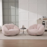 Shell-Shaped Bean Bag Chair with High-Rebound Memory Foam Filling, Ergonomic Floor Lounger with Faux Fur Removable Cover, 100L x 90W x 57H cm, Pink(m-9)