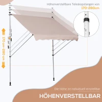 Outsunny Luifel vouwarm knikarmluifel zonwering handslinger balkon aluminium 2 x 1,5 m beige(m-4)