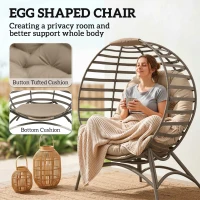 Outsunny Egg Chair with Cushion & Side Pocket - Brown(m-5)