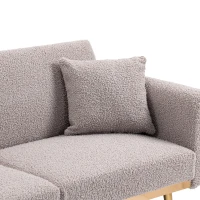 Modern 2-Seater Sofa with 3-Position Adjustable Backrest, Convertible Loveseat with Thick Padded Cushions, 165L x 72.5W x 75H cm, Grey Teddy(m-9)