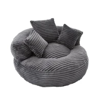 Giant Bean Bag Chair with Shredded Memory Foam, Pre-Filled Lounge Chair with High Back, 108L x 108W x 52H cm, Dark Gray(m-14)