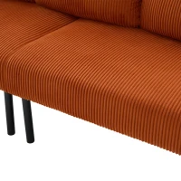 Oversized Two-Seater Corduroy Sofa with Ergonomic Curves, Comfortable Loveseat with Dual Side Storage Pockets, 171L x 72W x 80H cm, Orange(m-7)