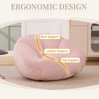 Shell-Shaped Bean Bag Chair with High-Rebound Memory Foam Filling, Ergonomic Floor Lounger with Faux Fur Removable Cover, 100L x 90W x 57H cm, Pink(m-6)